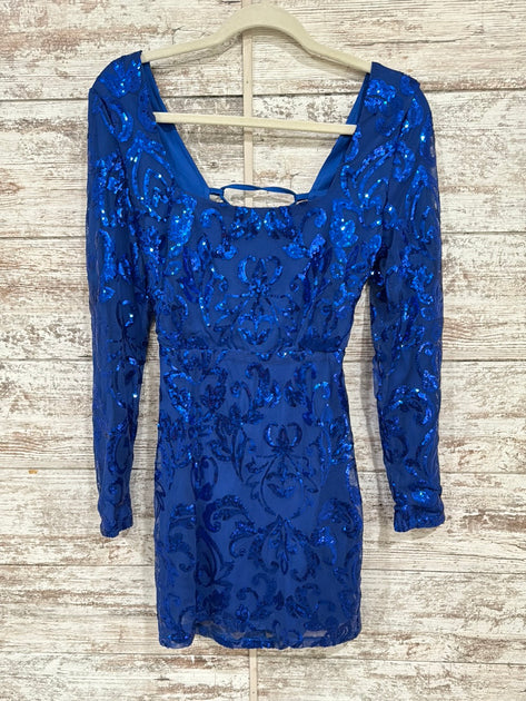 ROYAL BLUE SPARKLY SHORT DRESS – Savvy Seconds Boutique