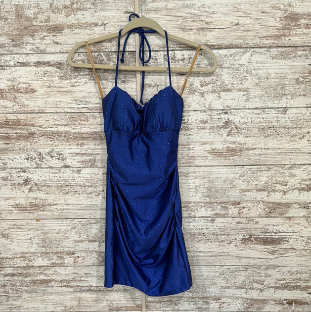 ROYAL BLUE SPARKLY SHORT DRESS – Savvy Seconds Boutique