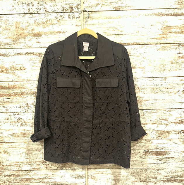BLACK CROCHET JACKET Savvy Seconds Boutique