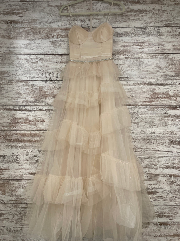IVORY TIERED A LINE GOWN