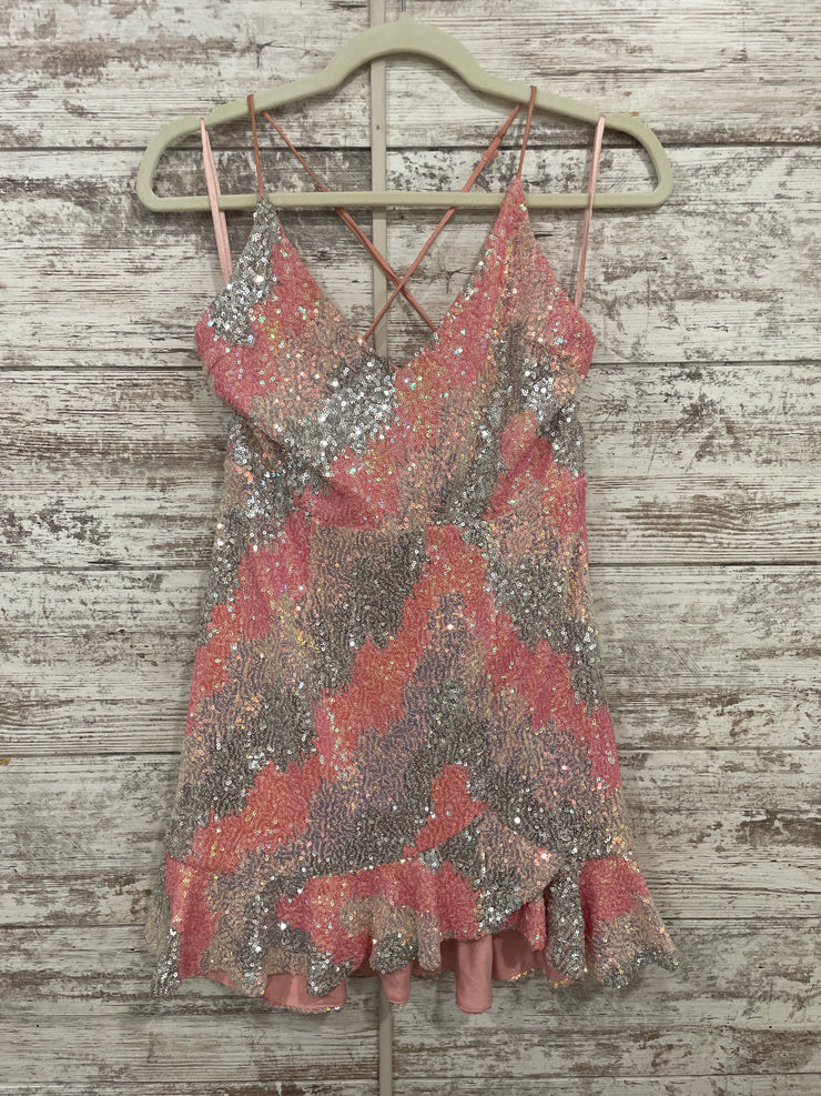 PINK/SILVER SPARKLY SHORT DRES