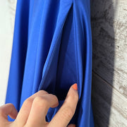 ROYAL BLUE A LINE GOWN