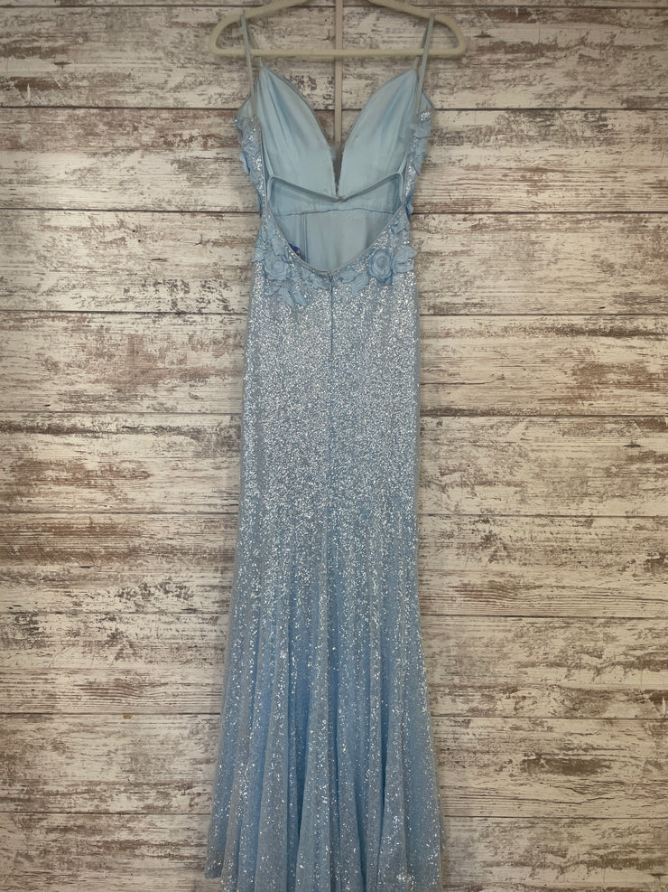 BLUE/FLORAL SPARKLY LONG DRESS