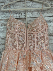 PINK/FLORAL RUFFLED A LINE GOW