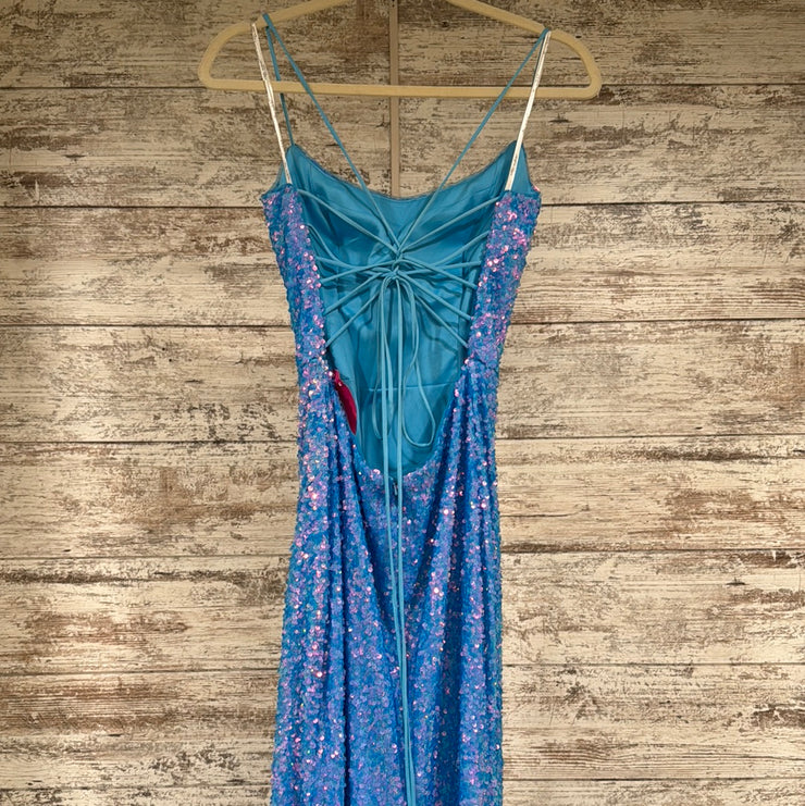 BLUE FULL SEQUIN LONG DRESS