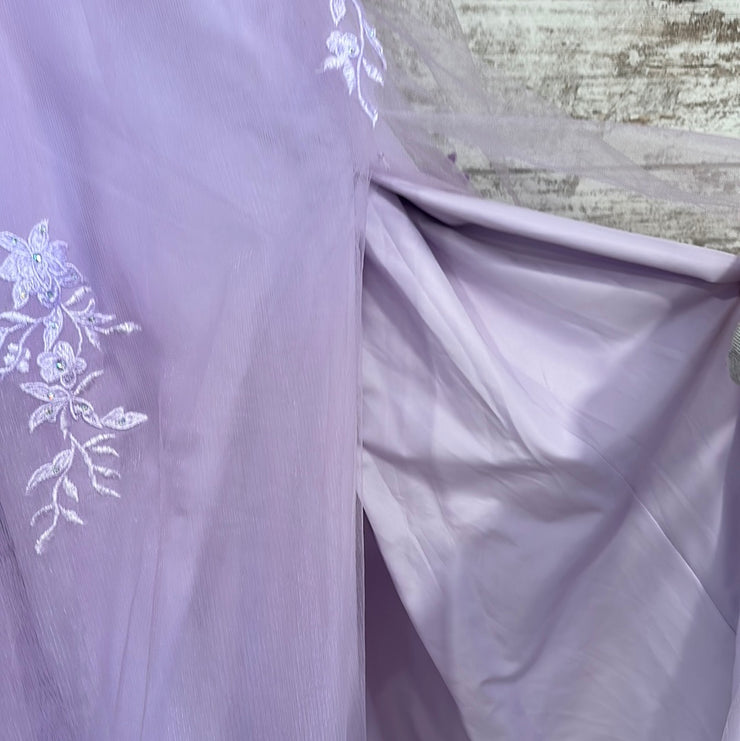 LAVENDER/FLORAL A LINE GOWN