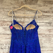 ROYAL BLUE/FLORAL LONG EVENING