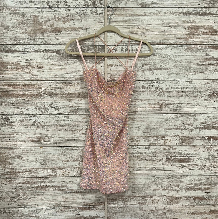 PINK SEQUIN SHORT DRESS (NEW)