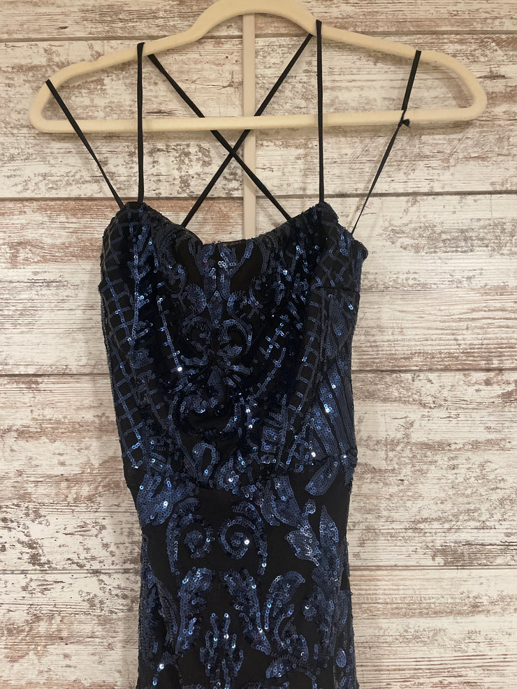 BLACK/BLUE SPARKLY LONG DRESS