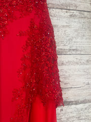 RED/FLORAL LONG EVENING GOWN