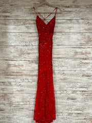 RED SEQUIN LONG EVENING GOWN