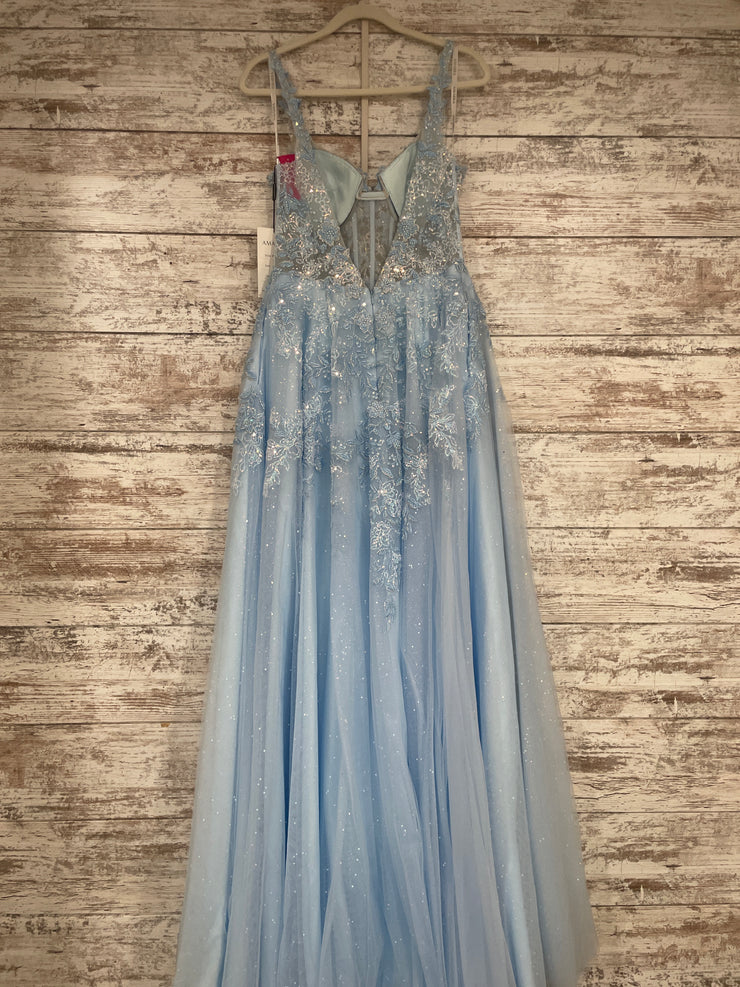 BLUE/FLORAL A LINE GOWN (NEW)