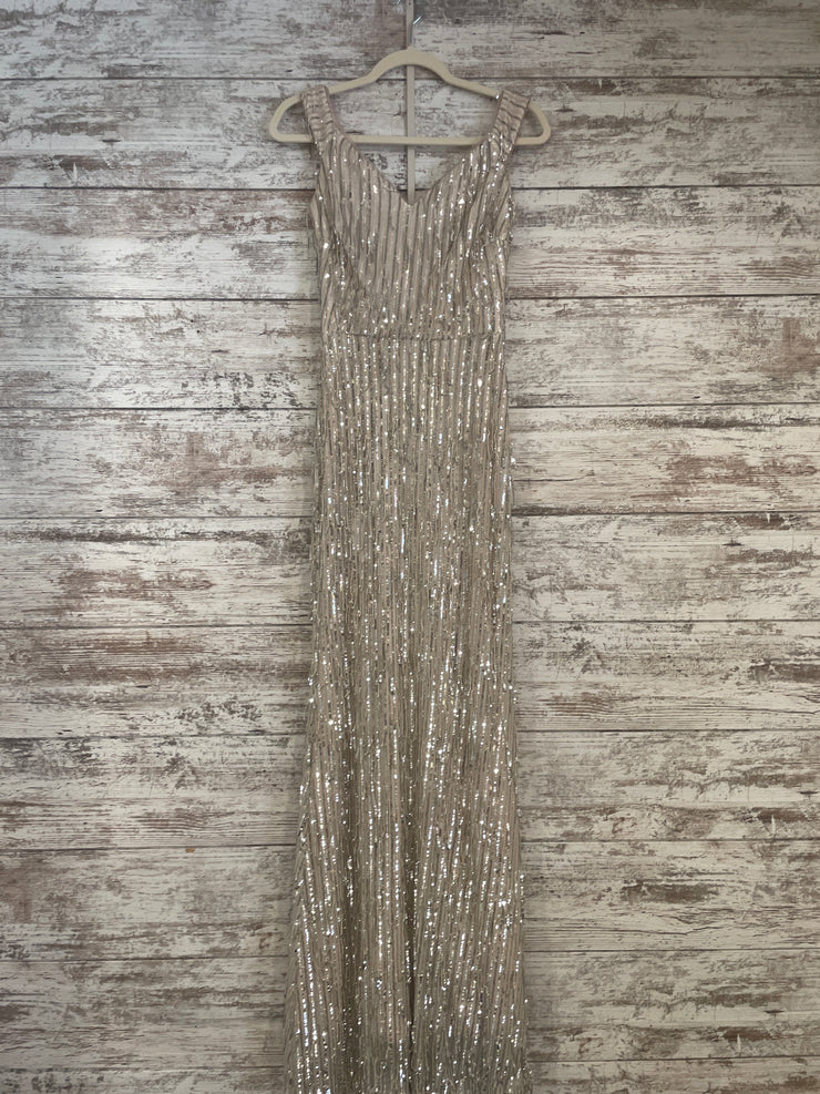 TAN/GOLD SEQUIN LONG DRESS