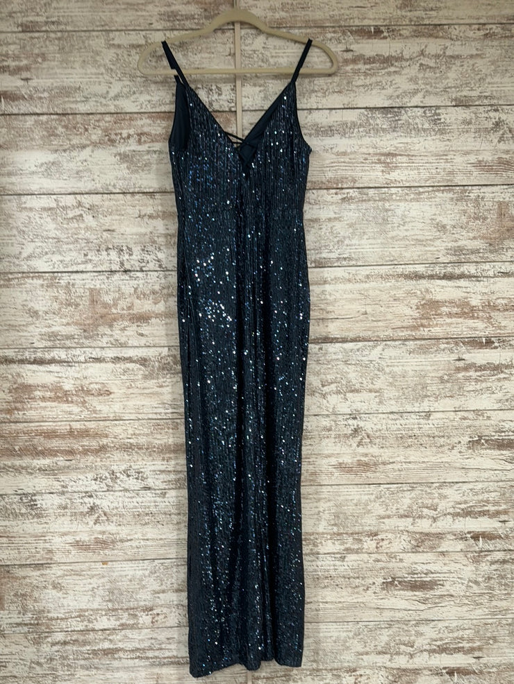 NAVY SPARKLY LONG EVENING GOWN