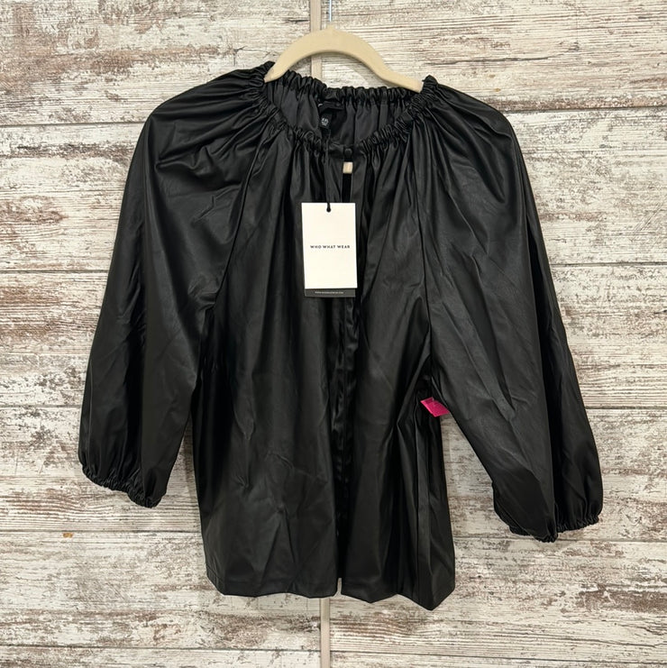 BLACK PLEATHER TOP (NEW)