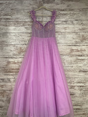 PURPLE BEADED A LINE GOWN