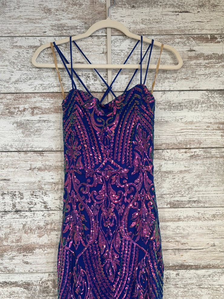 BLUE/PINK SPARKLY LONG DRESS