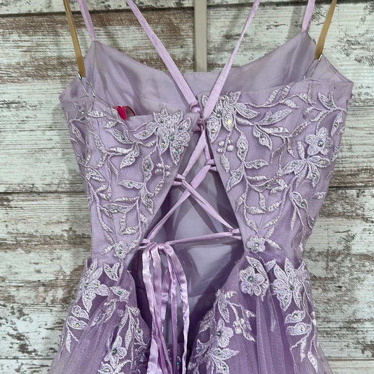 LAVENDER/FLORAL A LINE GOWN