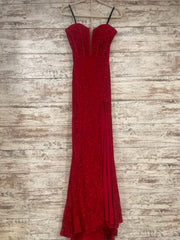 RED LACE LONG EVENING GOWN-NEW