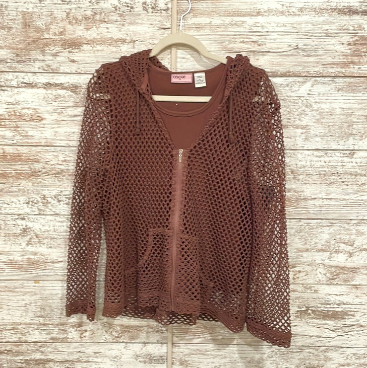 BROWN 2 PC. TOP/HOODIE SET