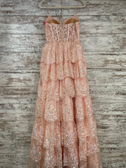 PINK/FLORAL RUFFLED A LINE GOW