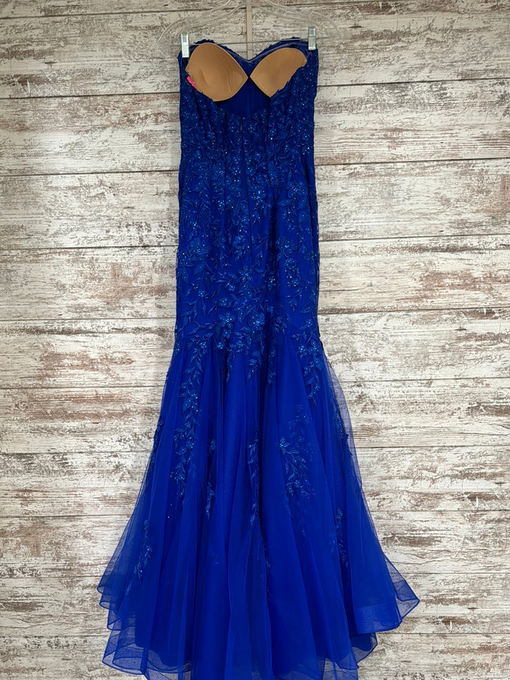 ROYAL BLUE/FLORAL MERMAID GOWN