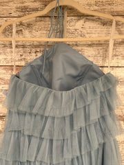 BLUE RUFFLED A LINE GOWN (NEW)