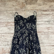 NAVY/GREEN FLORAL A LINE GOWN