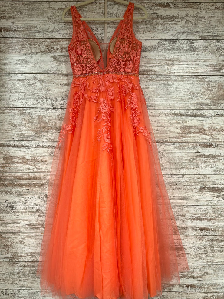 CORAL/FLORAL A LINE GOWN