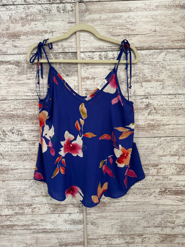 ROYAL BLUE/FLORAL SLEEVELESS T