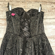 BLACK SPARKLY A LINE GOWN