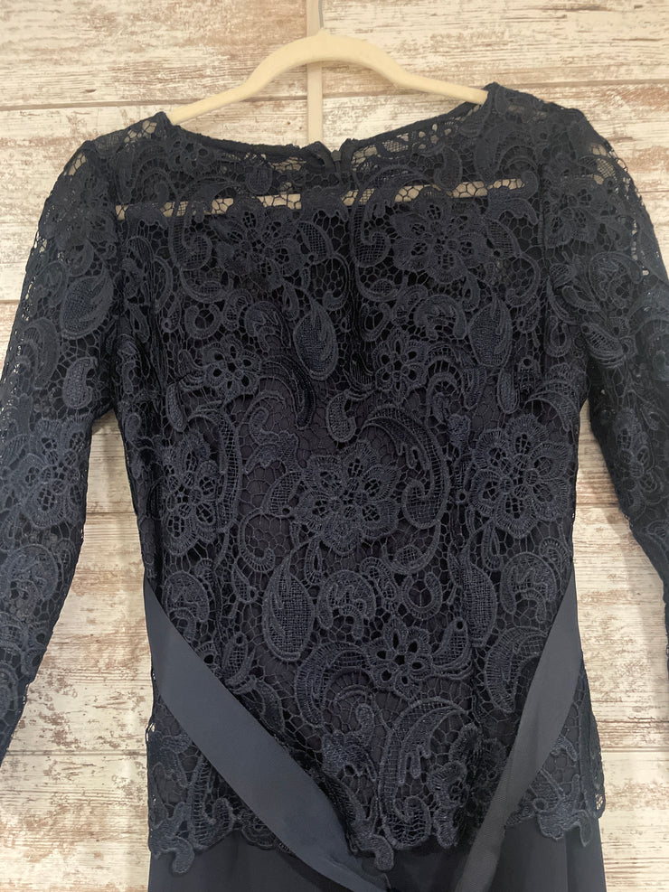 NAVY LACE TOP LONG DRESS