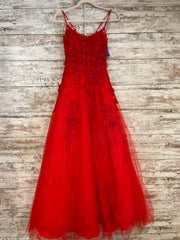 RED/FLORAL A LINE GOWN