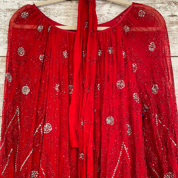 RED/SILVER SPARKLY SHORT DRESS