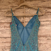 BLUE FULL BEADED LONG DRESS