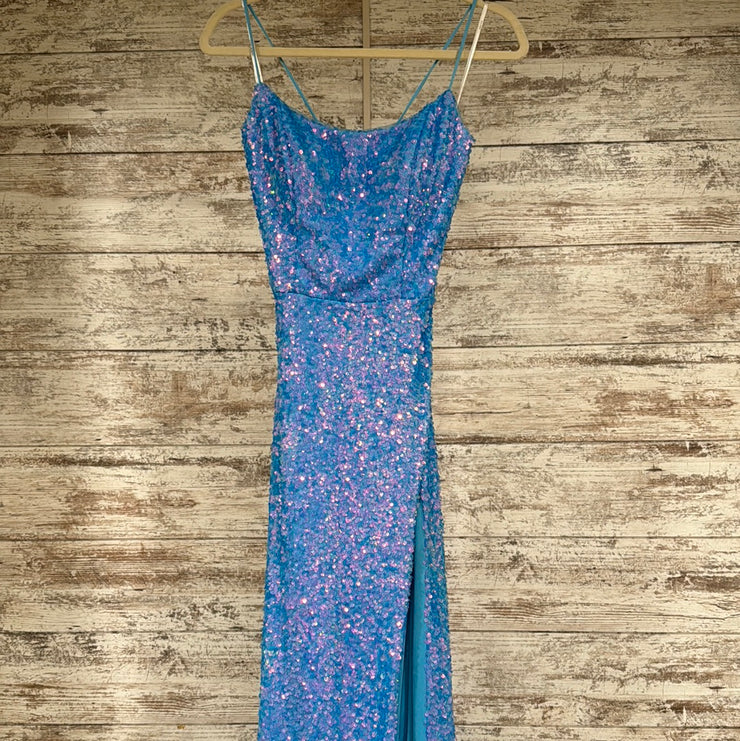 BLUE FULL SEQUIN LONG DRESS