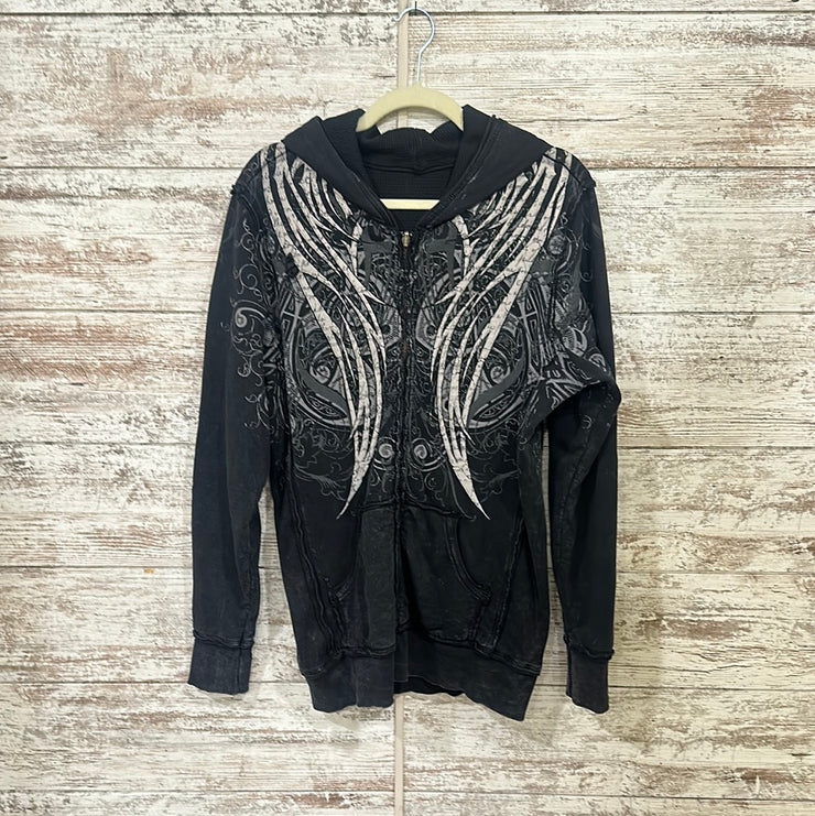 BLACK/GRAY ZIP UP JACKET