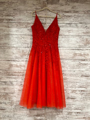 RED/FLORAL A LINE GOWN