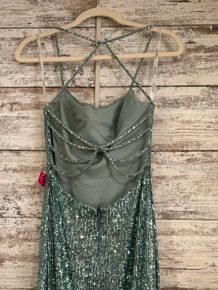 GREEN FULL SEQUIN LONG DRESS