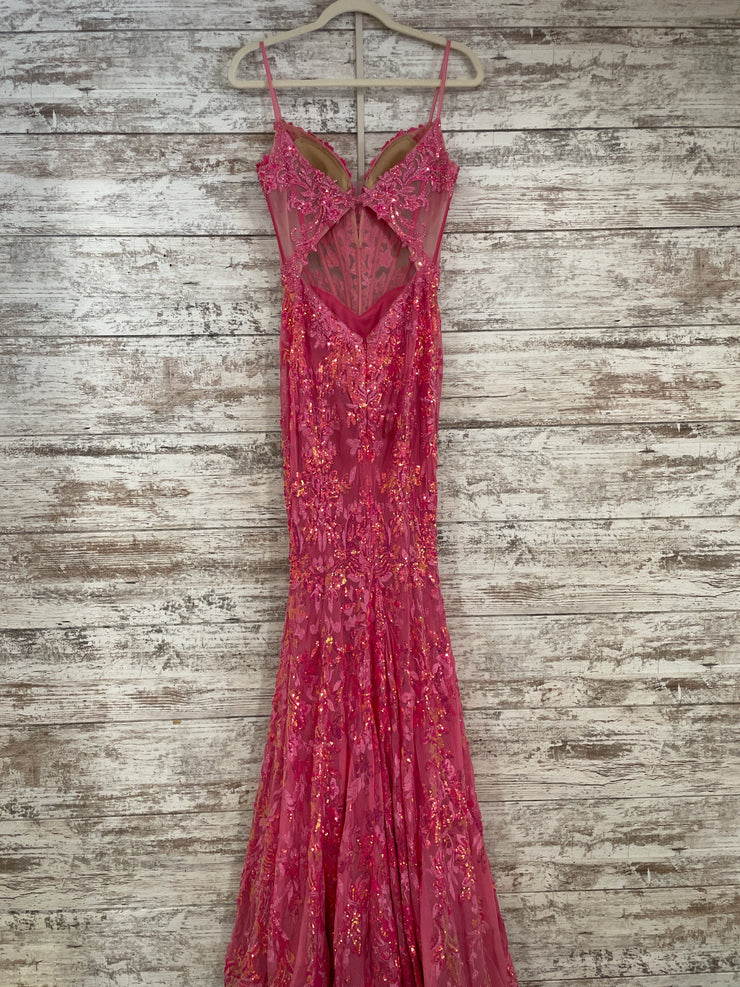 PINK SPARKLY LONG EVENING GOWN