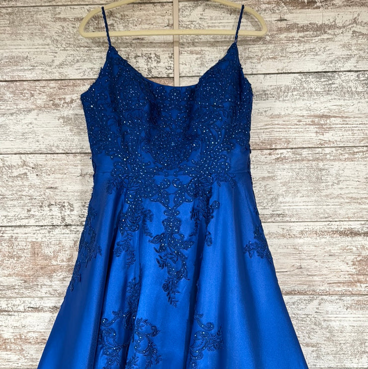 ROYAL BLUE A LINE GOWN