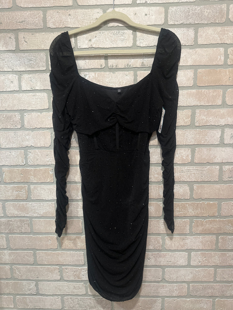 BLACK SPARKLY SHORT DRESS