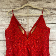 RED/FLORAL A LINE GOWN