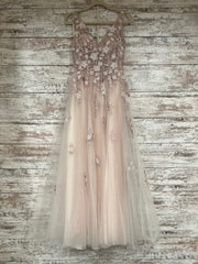 BLUSH/FLORAL A LINE GOWN