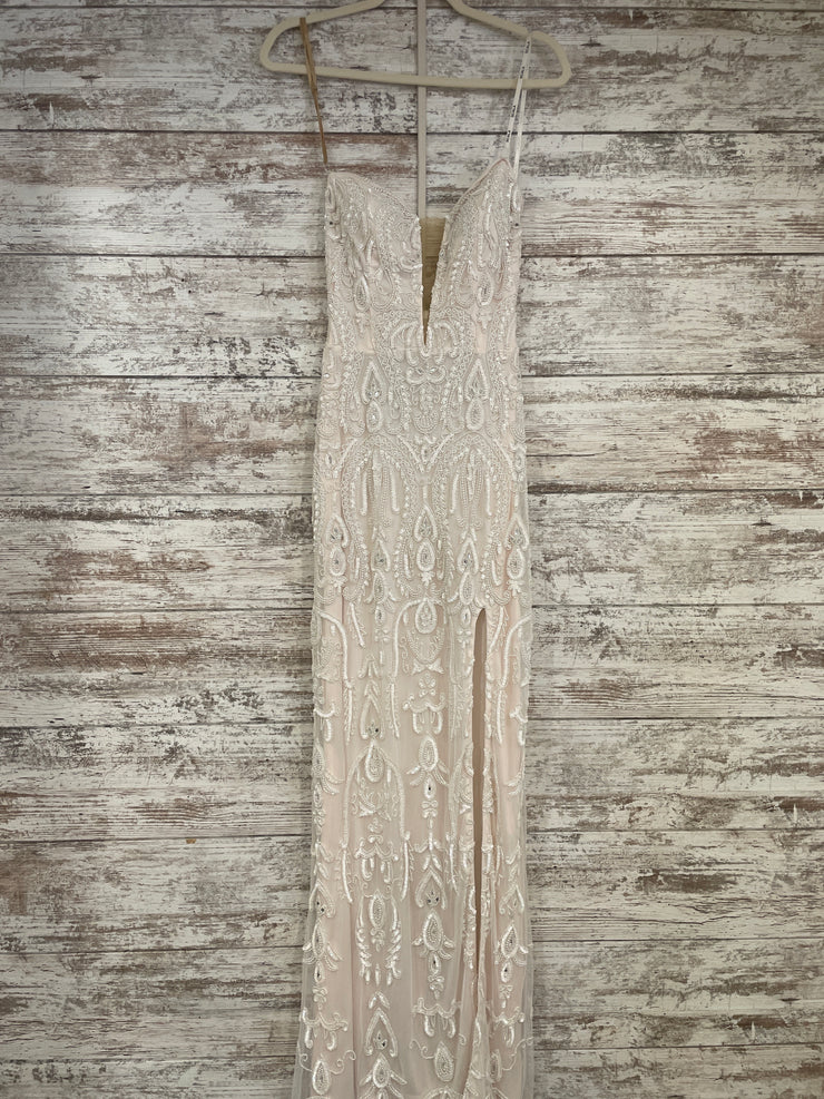 WHITE BEADED LONG DRESS (NEW)
