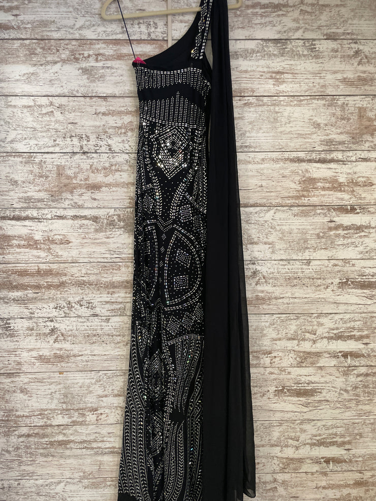 BLACK BEADED LONG DRESS (NEW)