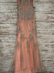 PEACH/SILVER LONG DRESS (NEW)