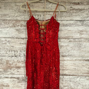 RED SPARKLY LONG EVENING GOWN