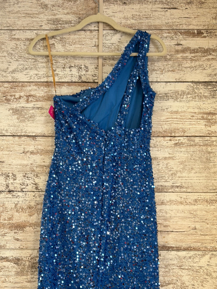 BLUE SEQUIN SPARKLY LONG DRESS