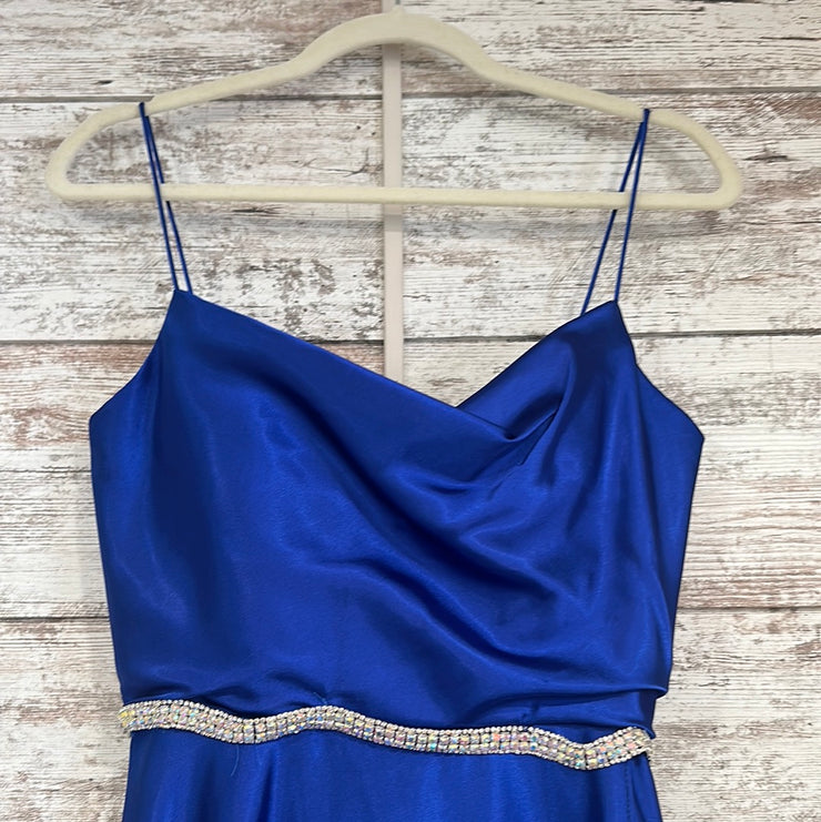 ROYAL BLUE A LINE GOWN